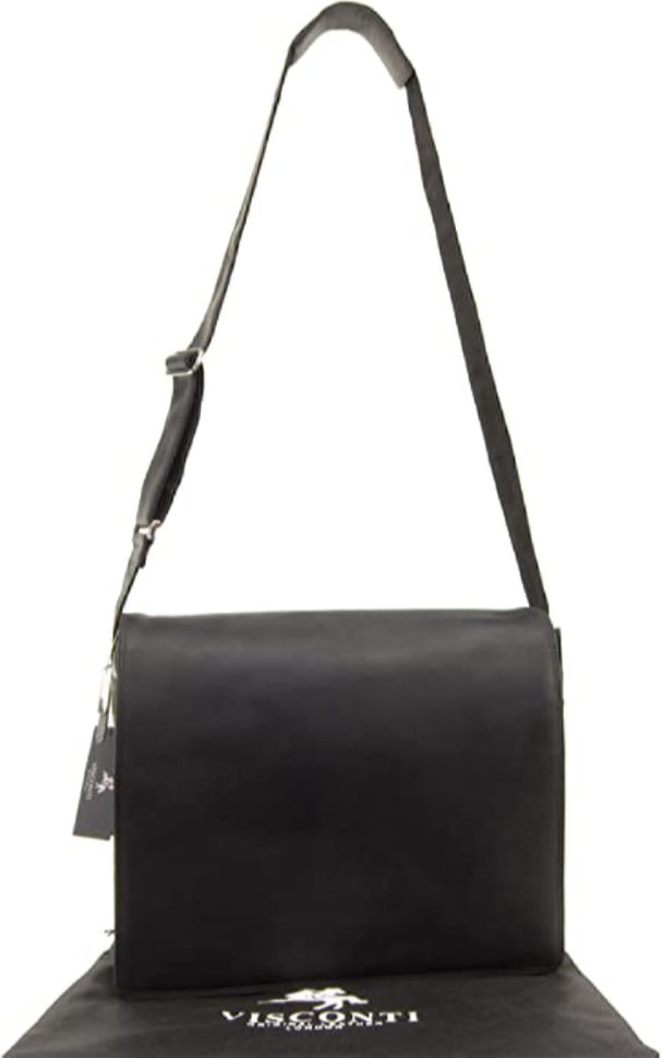 Large shoulder bag for laptop 15-16 inches Visconti Harvard 16054 oil black
