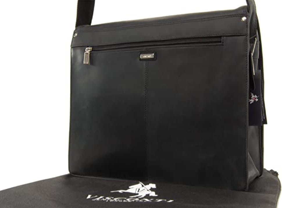 Large shoulder bag for laptop 15-16 inches Visconti Harvard 16054 oil black