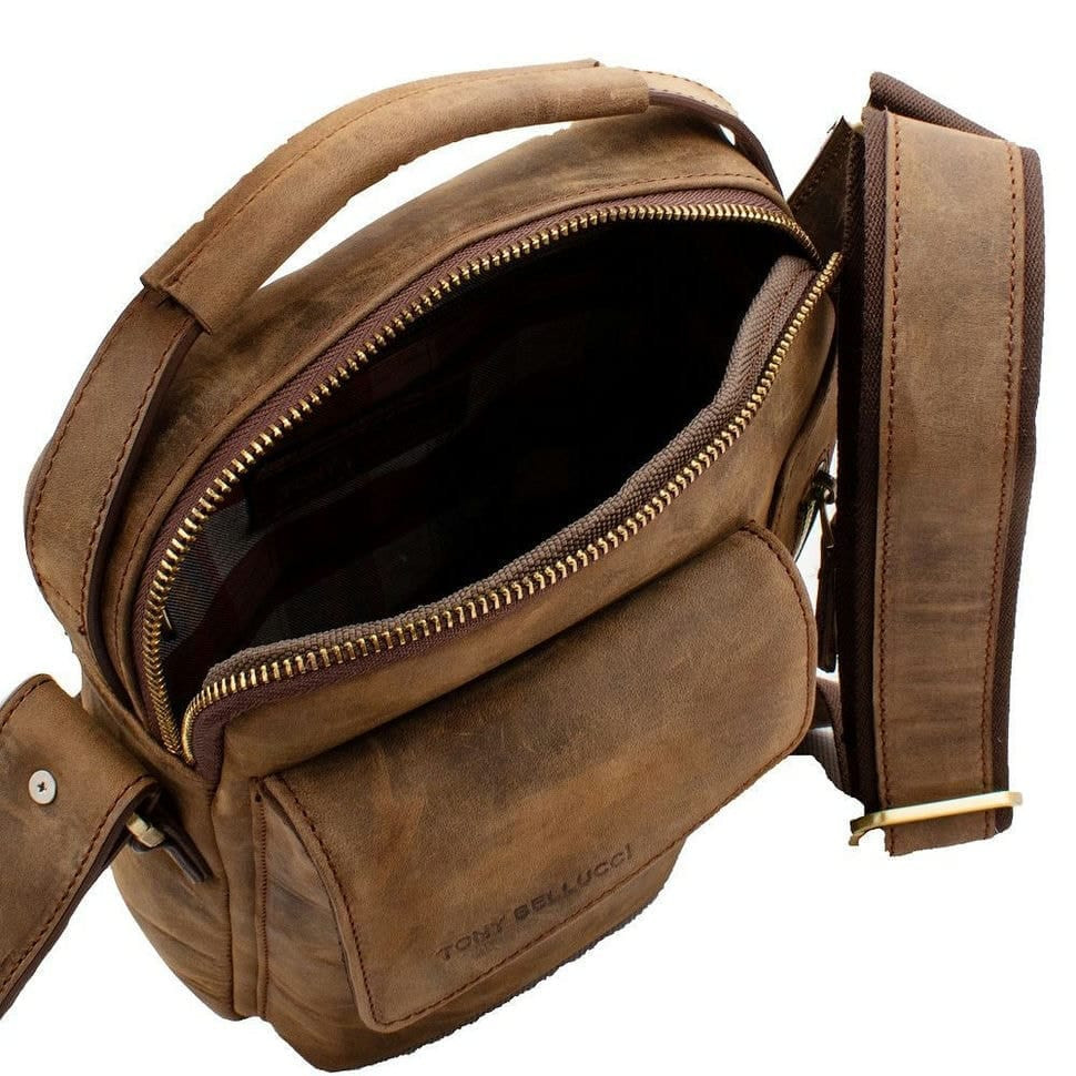 Сумка через плече шкіряна Tony Bellucci 5198-06 коричневий нубук