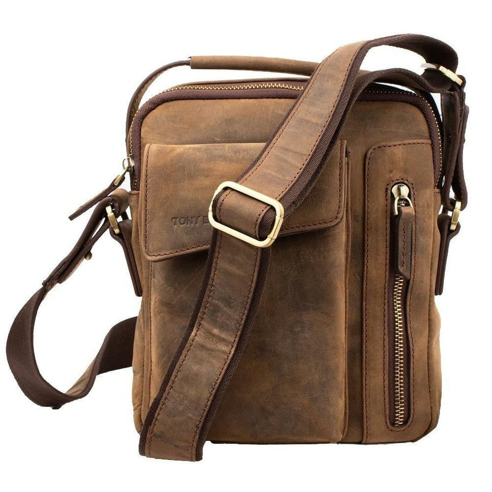 Сумка через плече шкіряна Tony Bellucci 5198-06 коричневий нубук