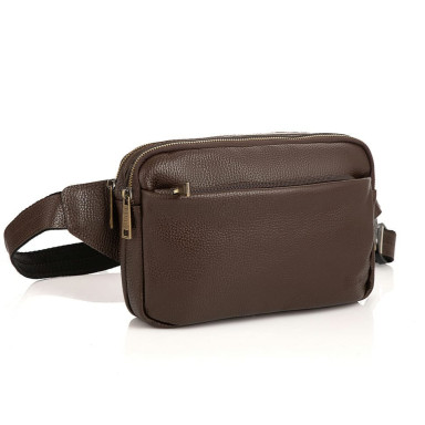 Brown leather belt bag FC-0741-3md from TARWA