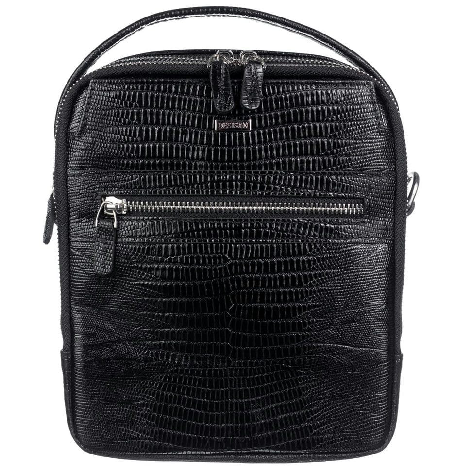 Барсетка м'яка шкіряна DESISAN 1015-143 чорний лазер