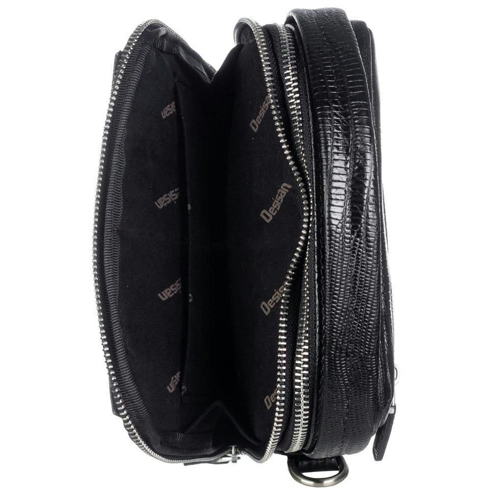 Барсетка м'яка шкіряна DESISAN 1015-143 чорний лазер