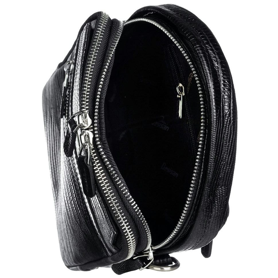 Барсетка м'яка шкіряна DESISAN 1015-143 чорний лазер