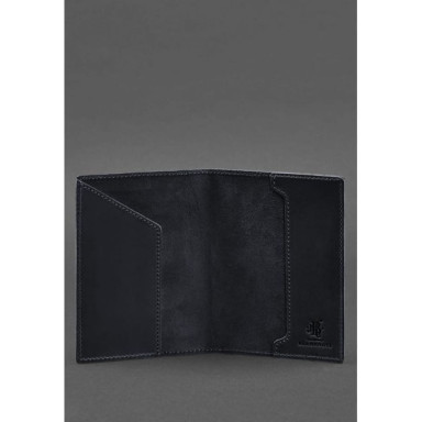 Leather passport cover with Polish coat of arms dark blue Crazy Horse