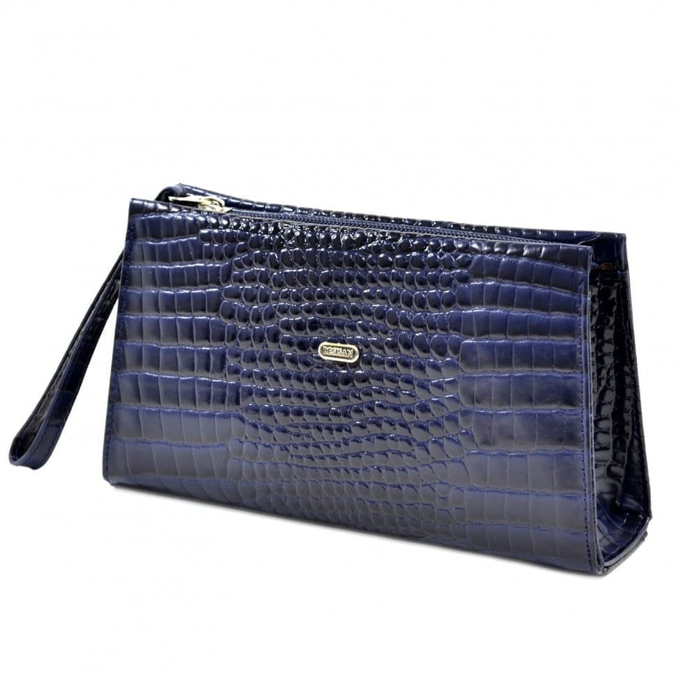 Косметичка шкіряна Desisan 2-634 синій дрібний кроко