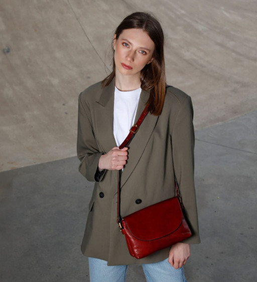 Шкіряна сумка через плече для жінок - Sophie's Choice - Червоний колір - Time Resistance 5243801