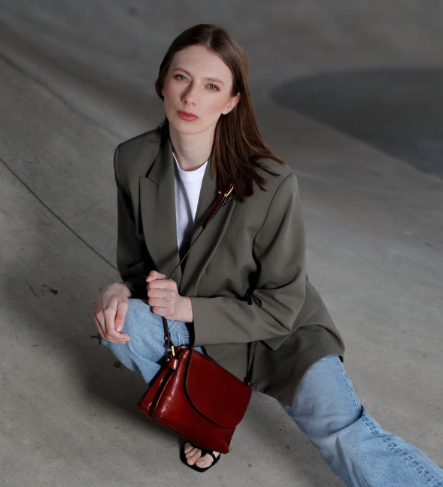 Шкіряна сумка через плече для жінок - Sophie's Choice - Червоний колір - Time Resistance 5243801