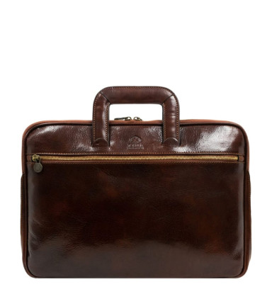 Womens Leather Briefcase Laptop Bag - Brave New World -  Brown color -  Time Resistance 5215101W