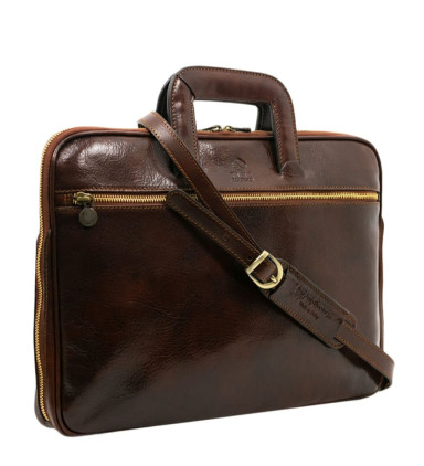 Womens Leather Briefcase Laptop Bag - Brave New World -  Brown color -  Time Resistance 5215101W