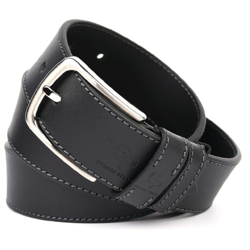 Шкіряний ремінь чорний 40мм Grande Pelle 41001230013 прошитий