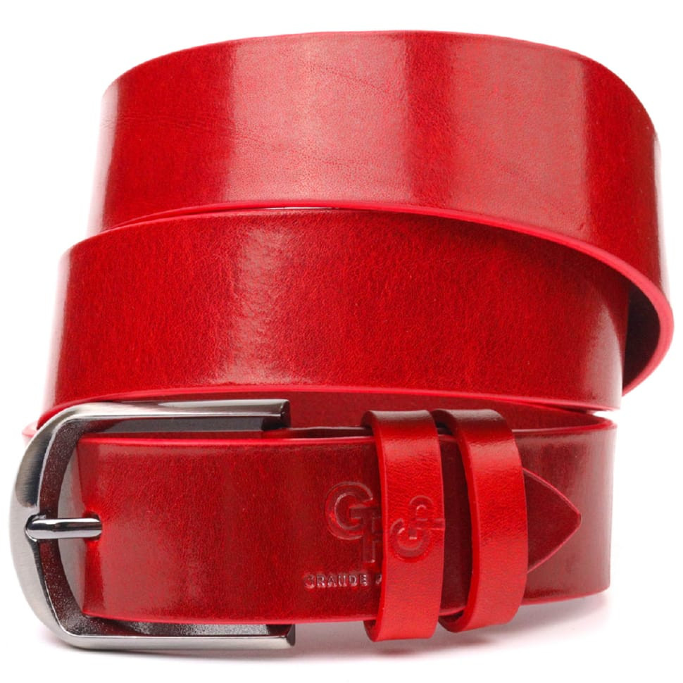 Жіночий яскравий ремінь із натуральної шкіри Grande Pelle 21457 Червоний