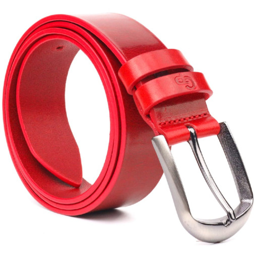 Жіночий яскравий ремінь із натуральної шкіри Grande Pelle 21457 Червоний