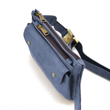 Leather belt bag, banana RK-8136-3md TARWA blue crazy