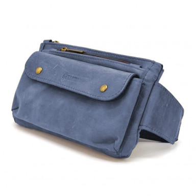 Leather belt bag, banana RK-8136-3md TARWA blue crazy