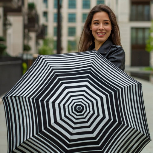 Парасолька жіноча Fulton L354-041178 Minilite-2 Silver Stripes (Зріблясті смуги)