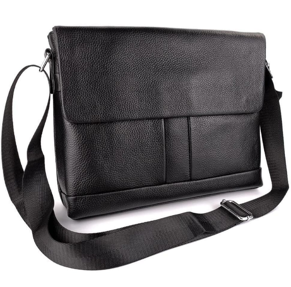 Портфель чоловічий шкіряний для ноутбука та документів Tiding Bag чорний