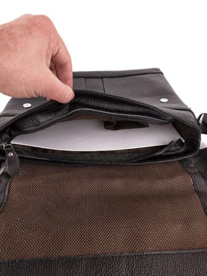 Портфель чоловічий шкіряний для ноутбука та документів Tiding Bag чорний