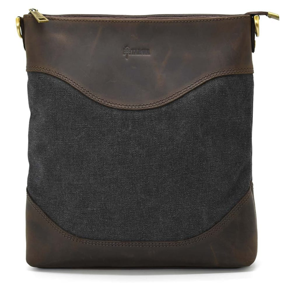 Сумка чоловіча з парусини та шкіри RGg-1807-4lx TARWA темно-сіра