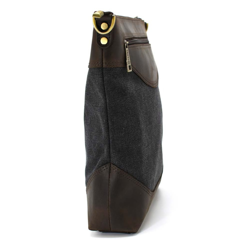 Сумка чоловіча з парусини та шкіри RGg-1807-4lx TARWA темно-сіра