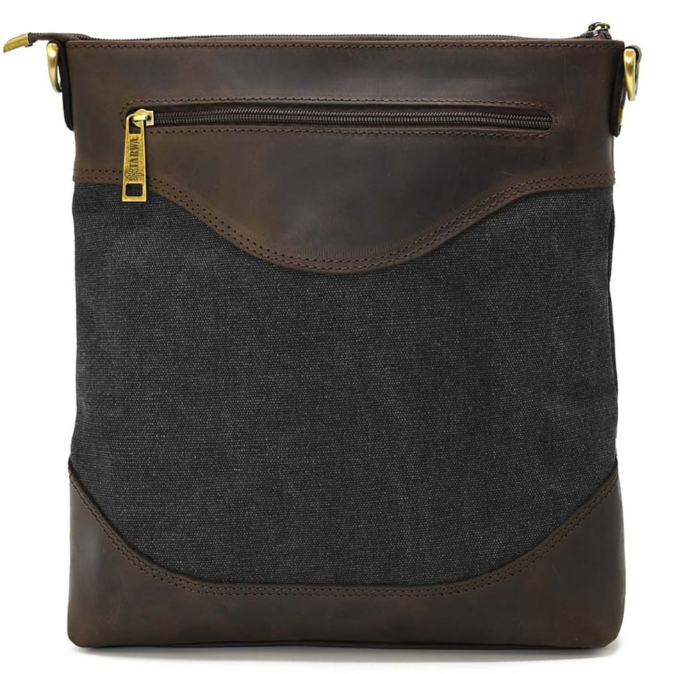 Сумка чоловіча з парусини та шкіри RGg-1807-4lx TARWA темно-сіра