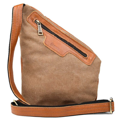 Mens sling bag over the shoulder mix of canvas and leather TARWA GBC-6402-3md