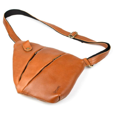 Mens sling bag over the shoulder mix of canvas and leather TARWA GBC-6402-3md