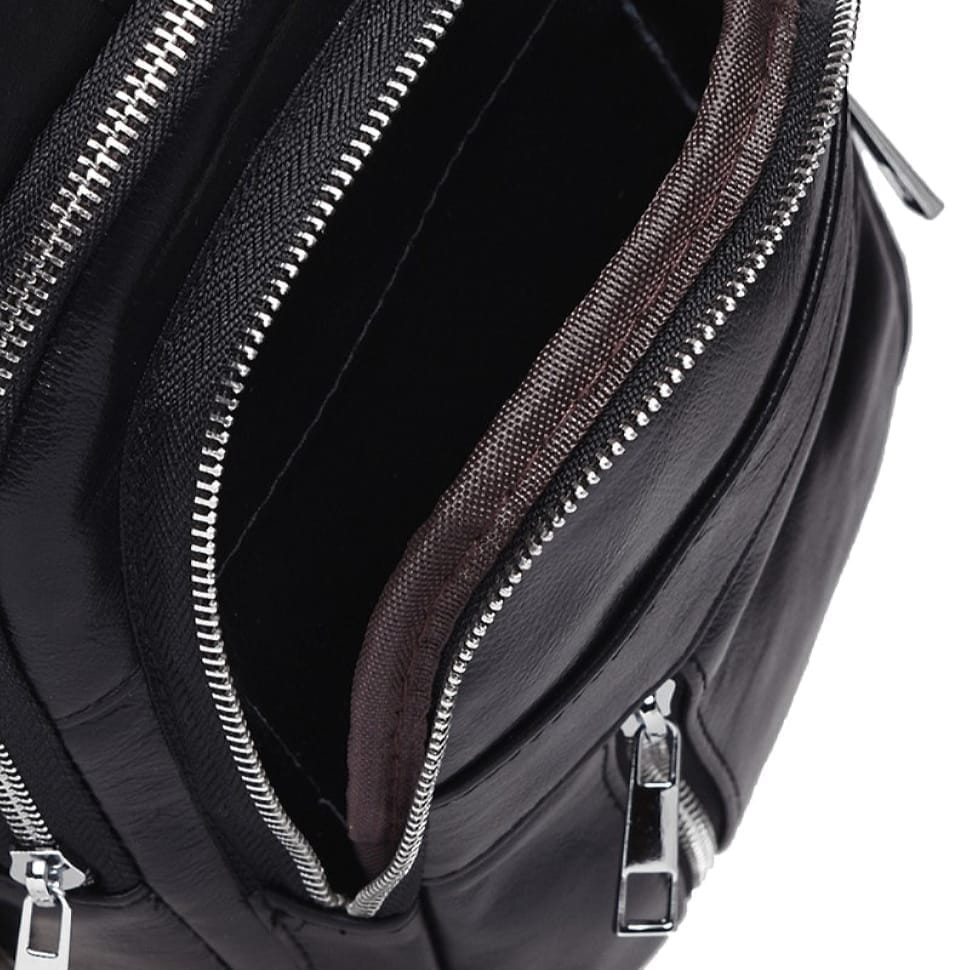 Чоловік шкіряний рюкзак через плече Keizer K1169-black