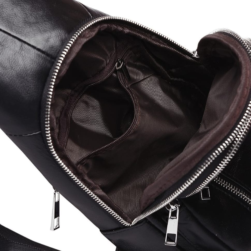 Чоловік шкіряний рюкзак через плече Keizer K1169-black