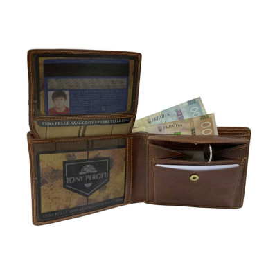 Leather wallet Italico 396 cognac cognac