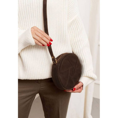 Leather round women's bag Bon-Bon dark brown