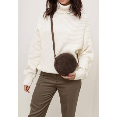 Leather round women's bag Bon-Bon dark brown