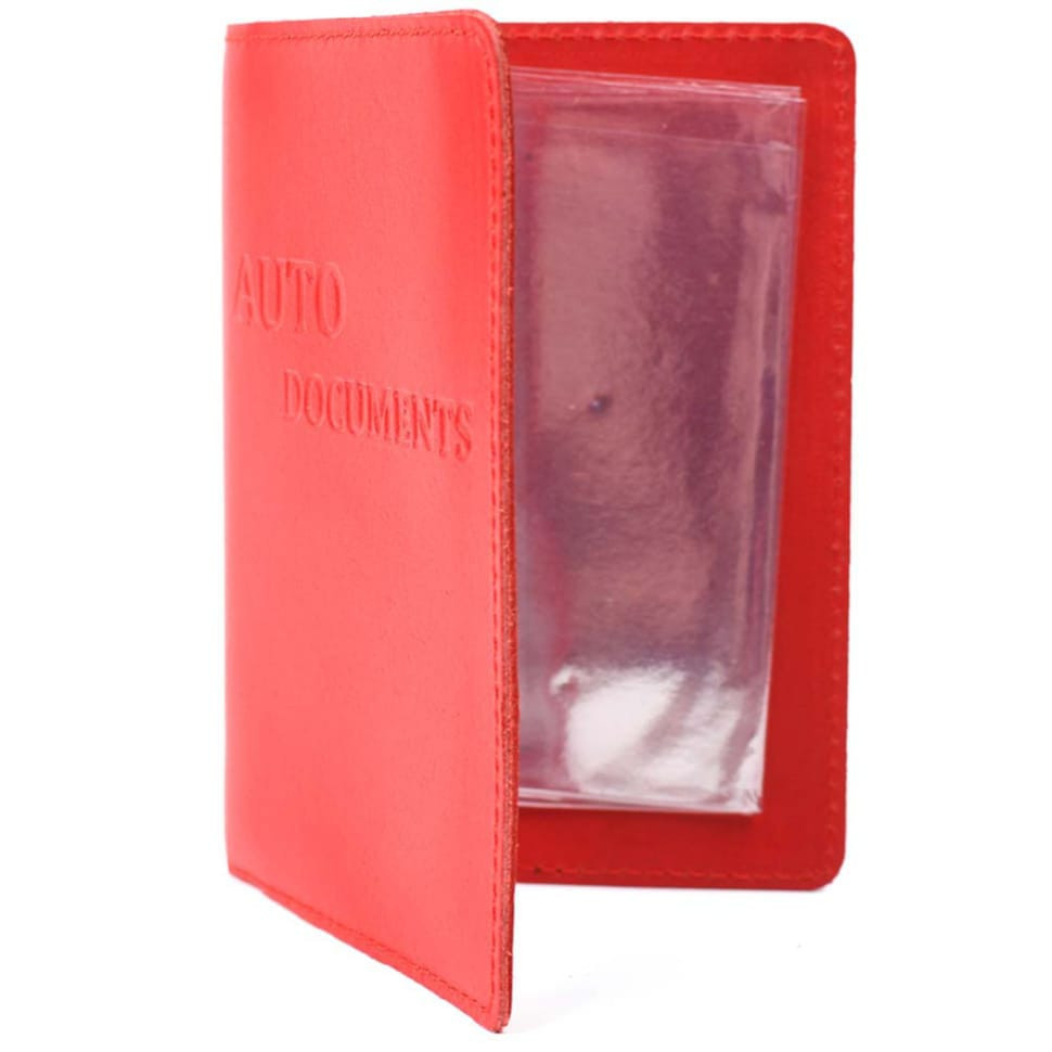Leather cover for auto documents Limary Lim-3991GR red