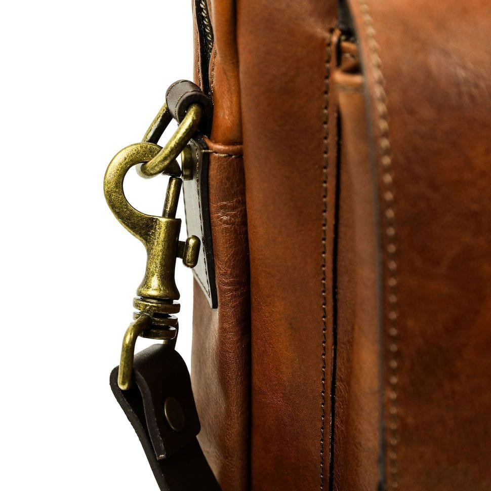 Шкіряний портфель для ноутбука - Lanark - коньячний Time Resistance 5242101