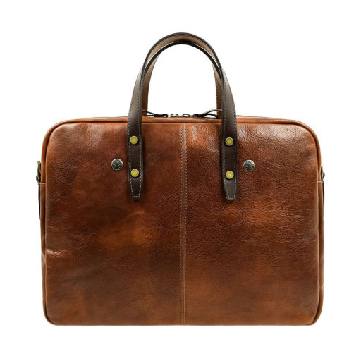 Шкіряний портфель для ноутбука - Lanark - коньячний Time Resistance 5242101