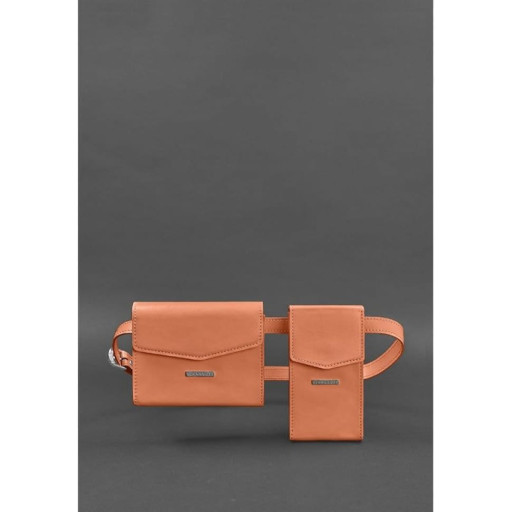 Набір жіночих коралових шкіряних сумок Mini поясна/кроссбоді