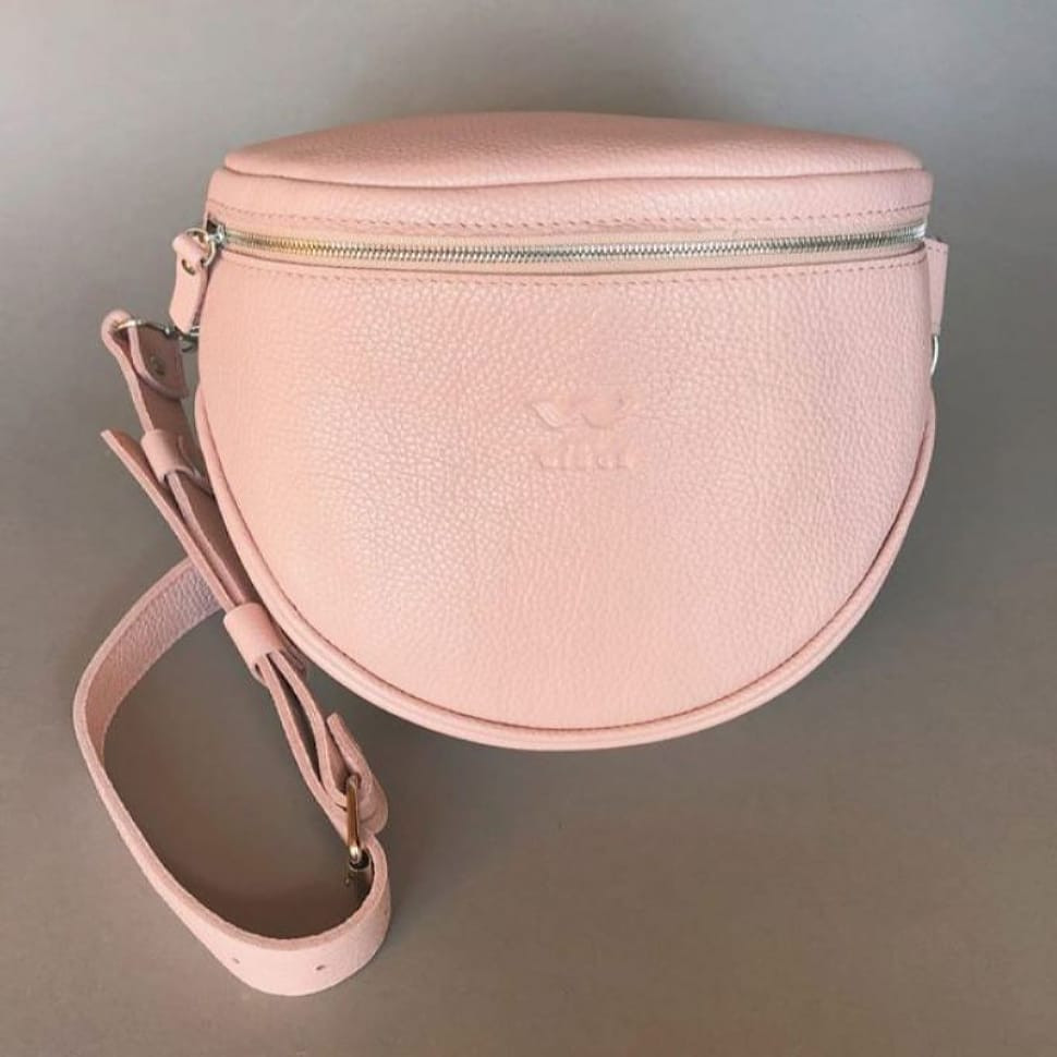 Кожаная сумка поясная-кроссбоди Vacation розовая флотар