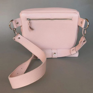 Vacation crossbody leather bag pink flotar