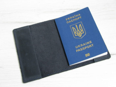 Кожаная обложка для паспорта BGS синяя BGS3144