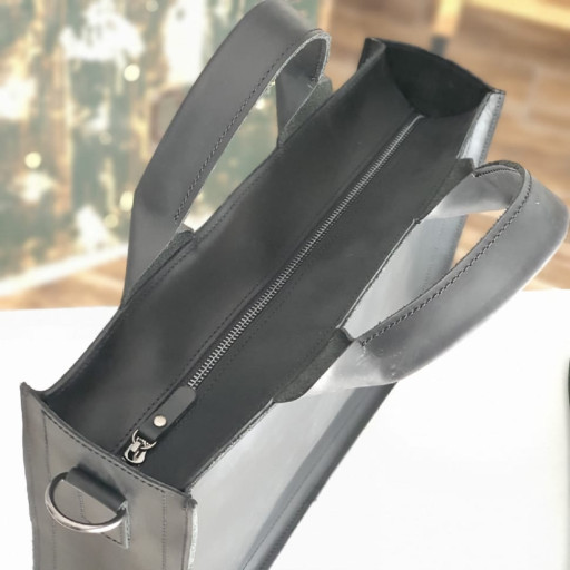 Шкіряна сумка для документів BGS чорна BGS3045