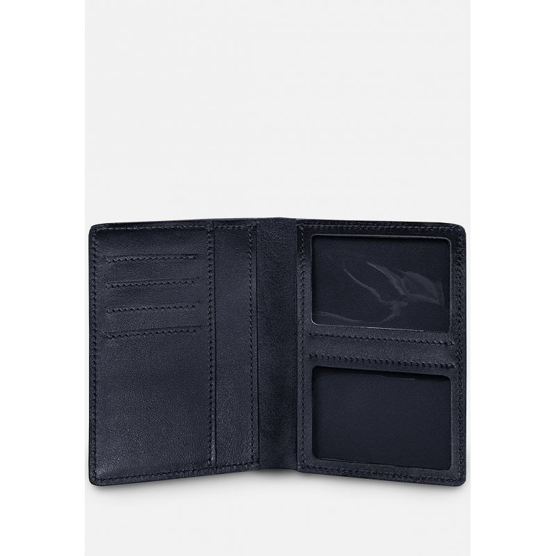 Шкіряна обкладинка-органайзер для документів 1.0 Wings темно-синя