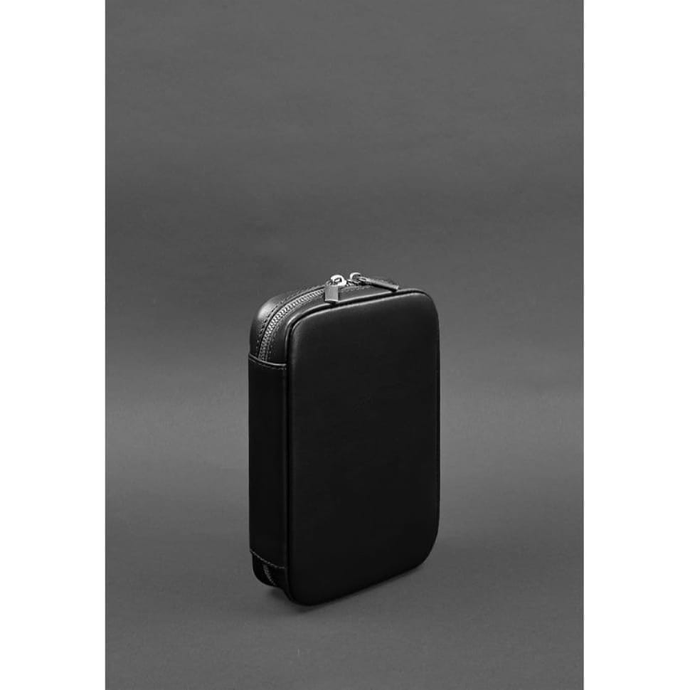 Шкіряна косметичка-несесер 7.0 чорний краст