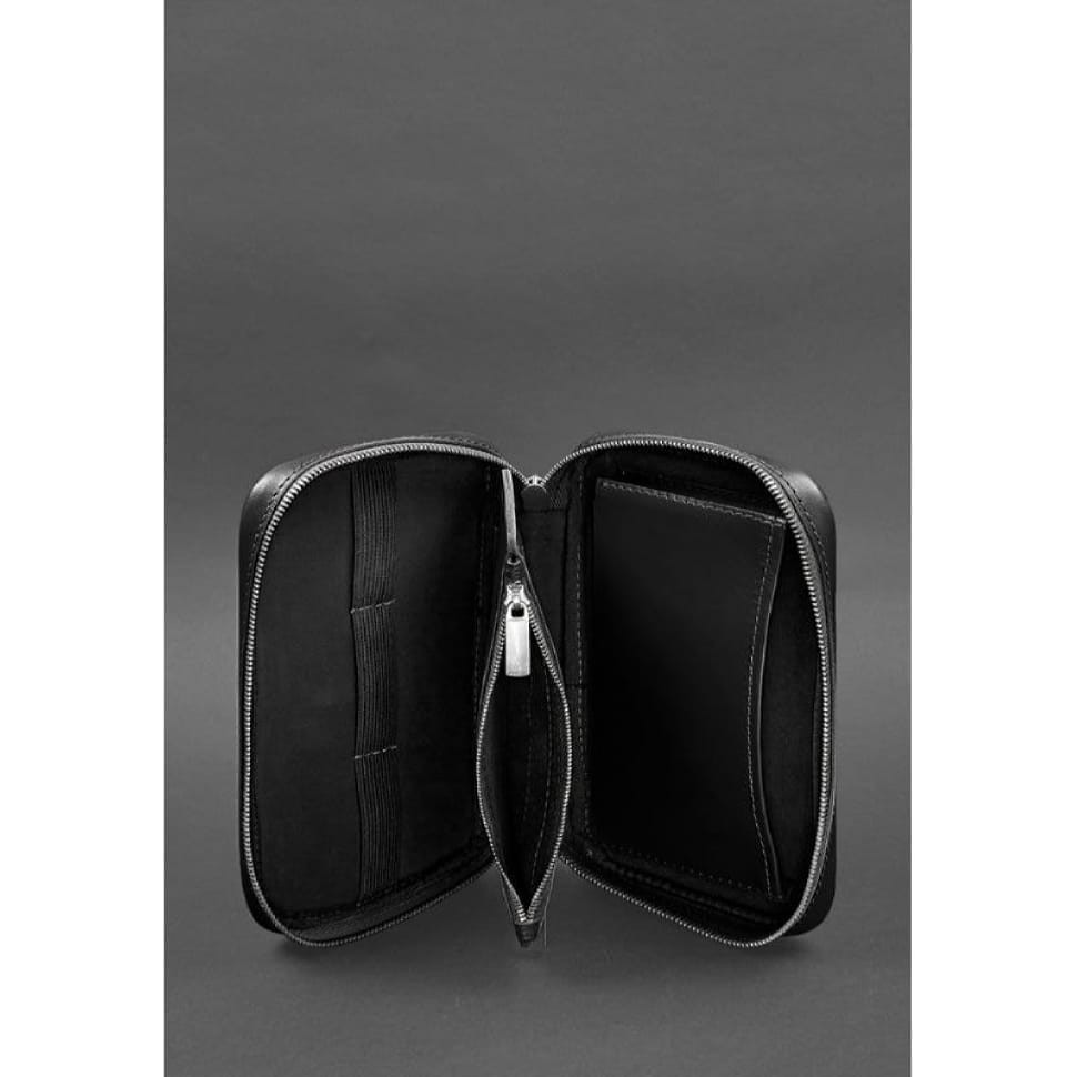 Шкіряна косметичка-несесер 7.0 чорний краст