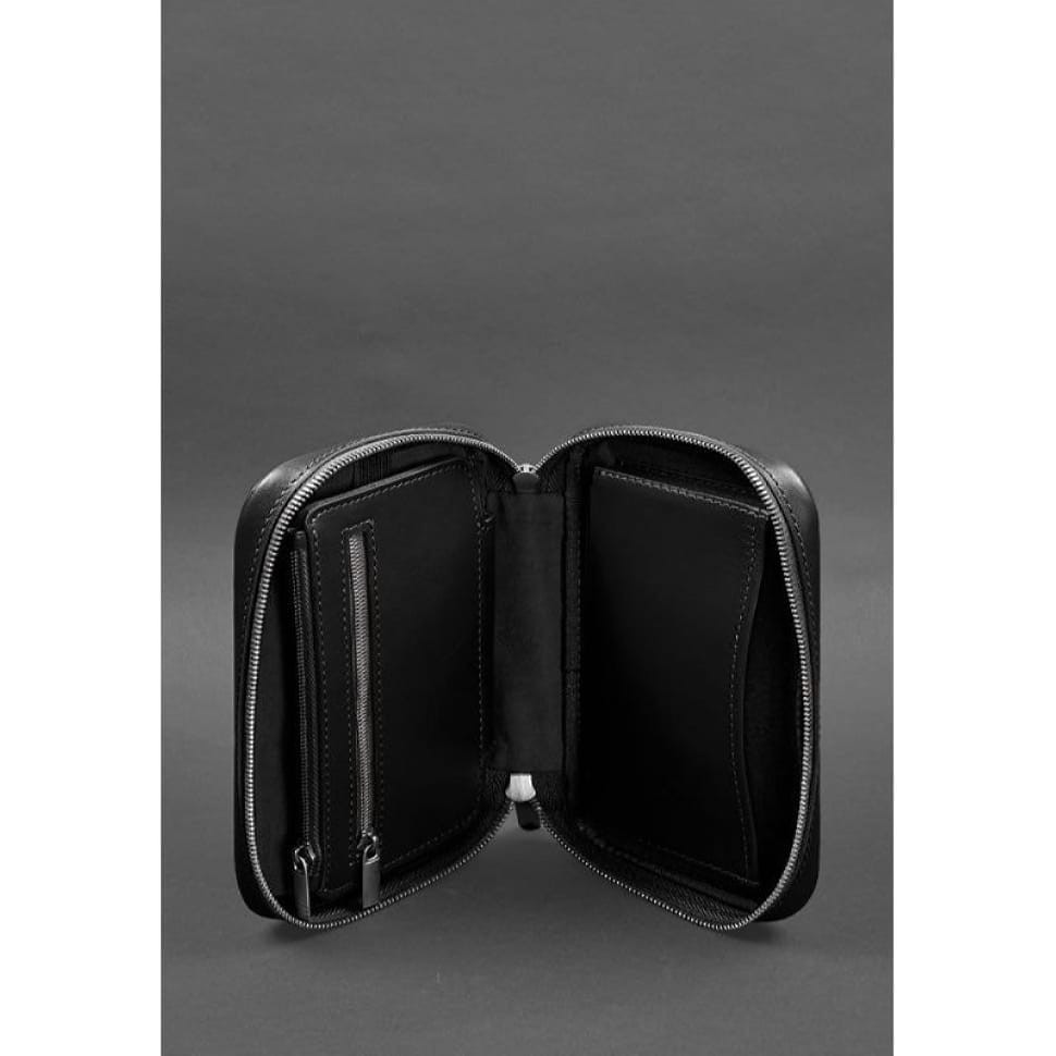 Шкіряна косметичка-несесер 7.0 чорний краст