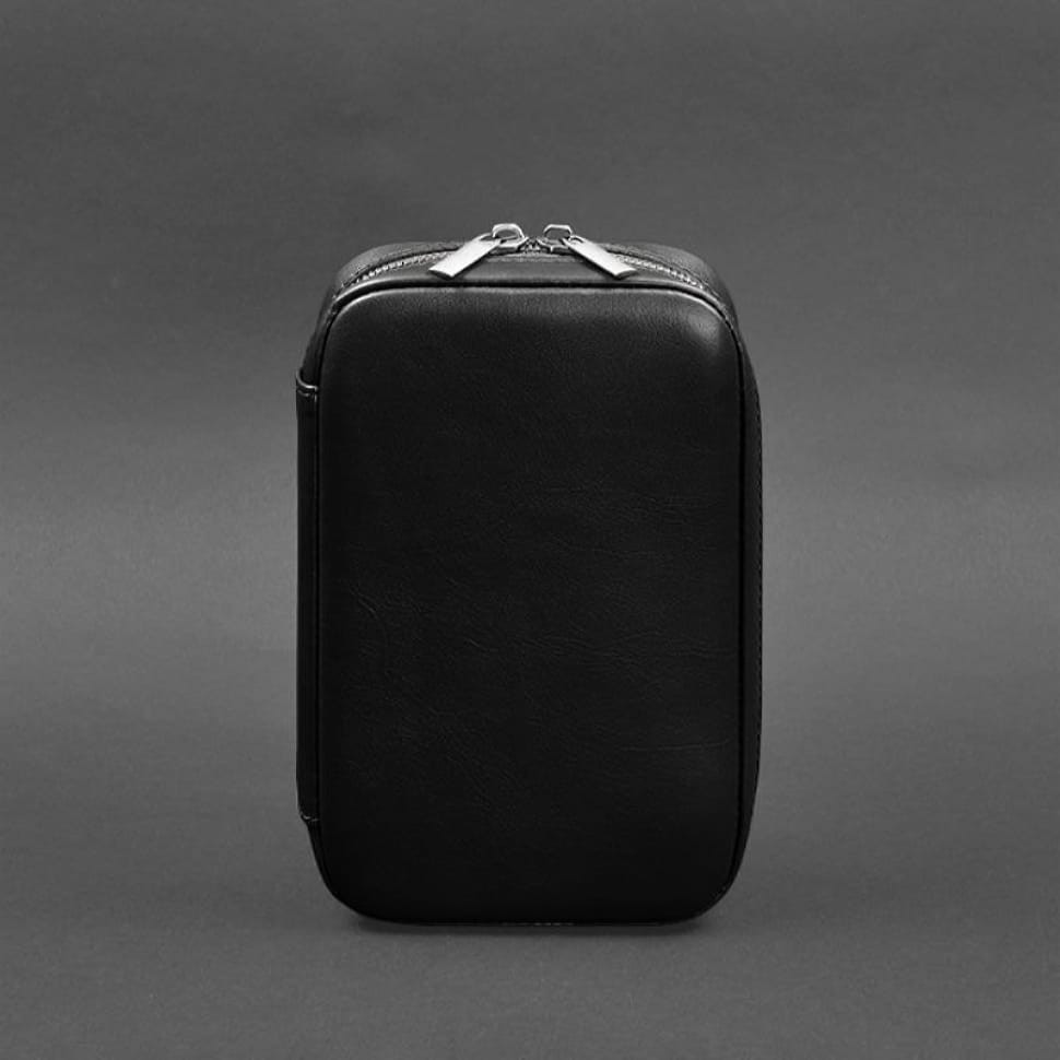 Шкіряна косметичка-несесер 7.0 чорний краст