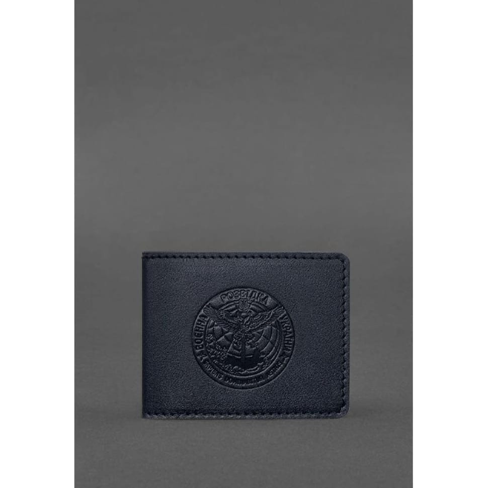 Кожаная обложка на удостоверение Главного управления разведки (ГУР) темно-синяя