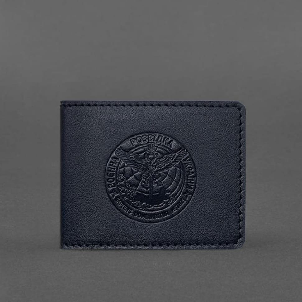Кожаная обложка на удостоверение Главного управления разведки (ГУР) темно-синяя