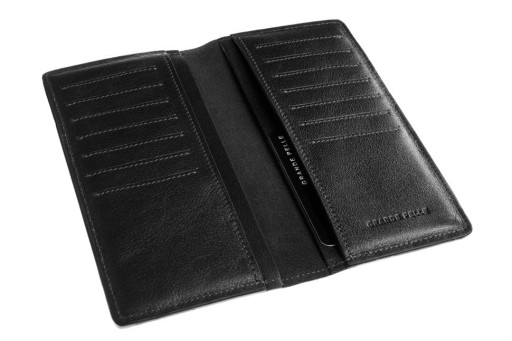 Портмоне довге чоловіче візитниця, чорний Grande Pelle 522610