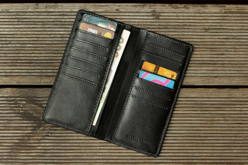 Портмоне довге чоловіче візитниця, чорний Grande Pelle 522610