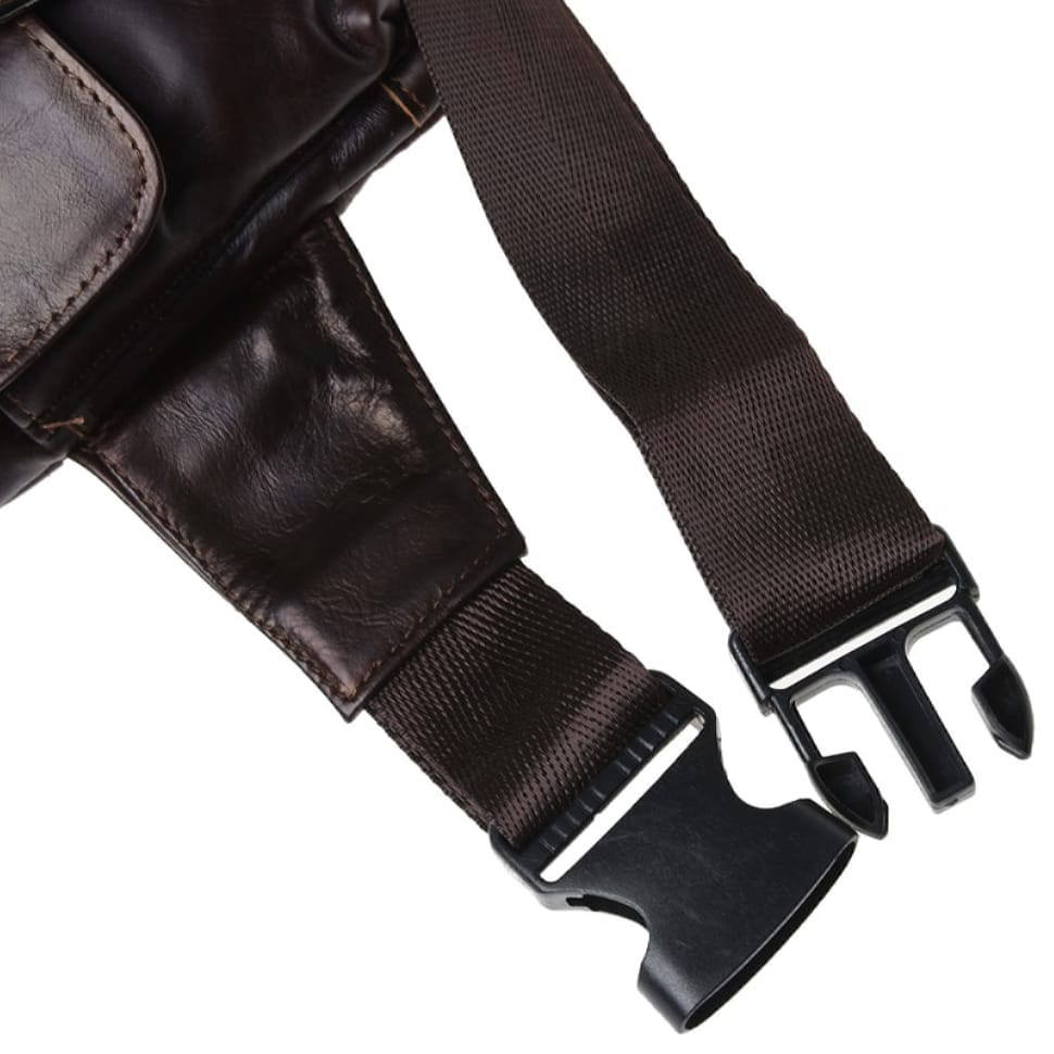 Чоловіча шкіряна поясна сумка Keizer k1886-dark brown